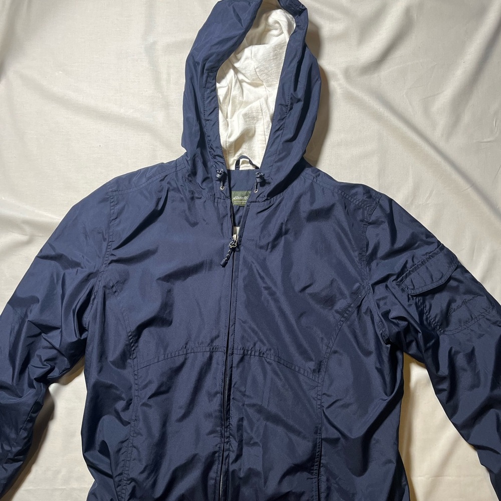 Eddie Bauer Blue Windbreaker Lightweight Hooded Jacket